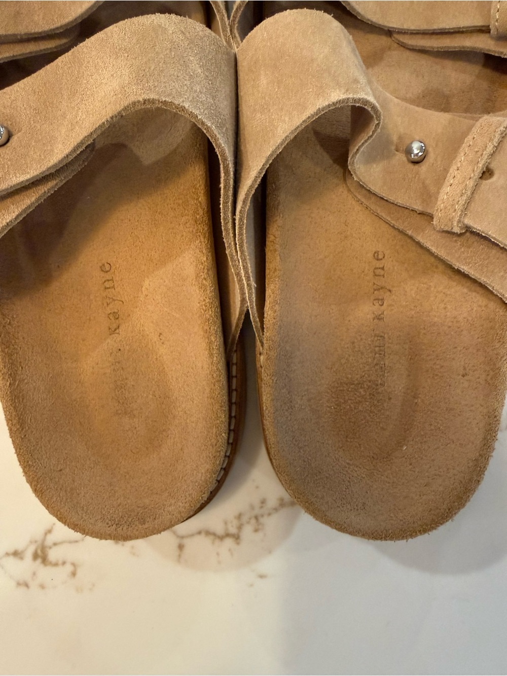Jenni Kayne Suede Hutton Slides - Double-Strap Sandals - Tan - size 39 (8.5) - Picture 5 of 6